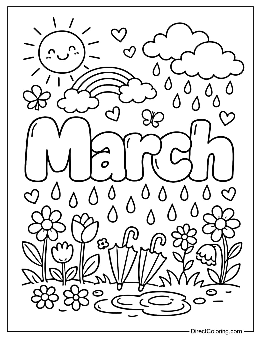 A coloring page of the word 
