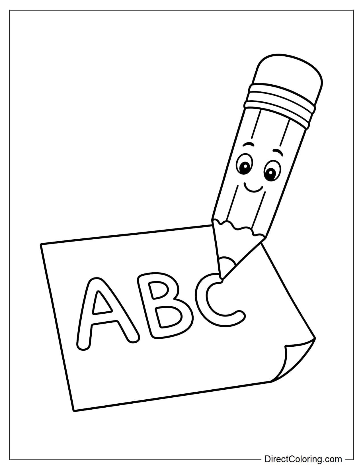 A pencil writing the ABC letters on a simple piece of paper, with clear handwriting.