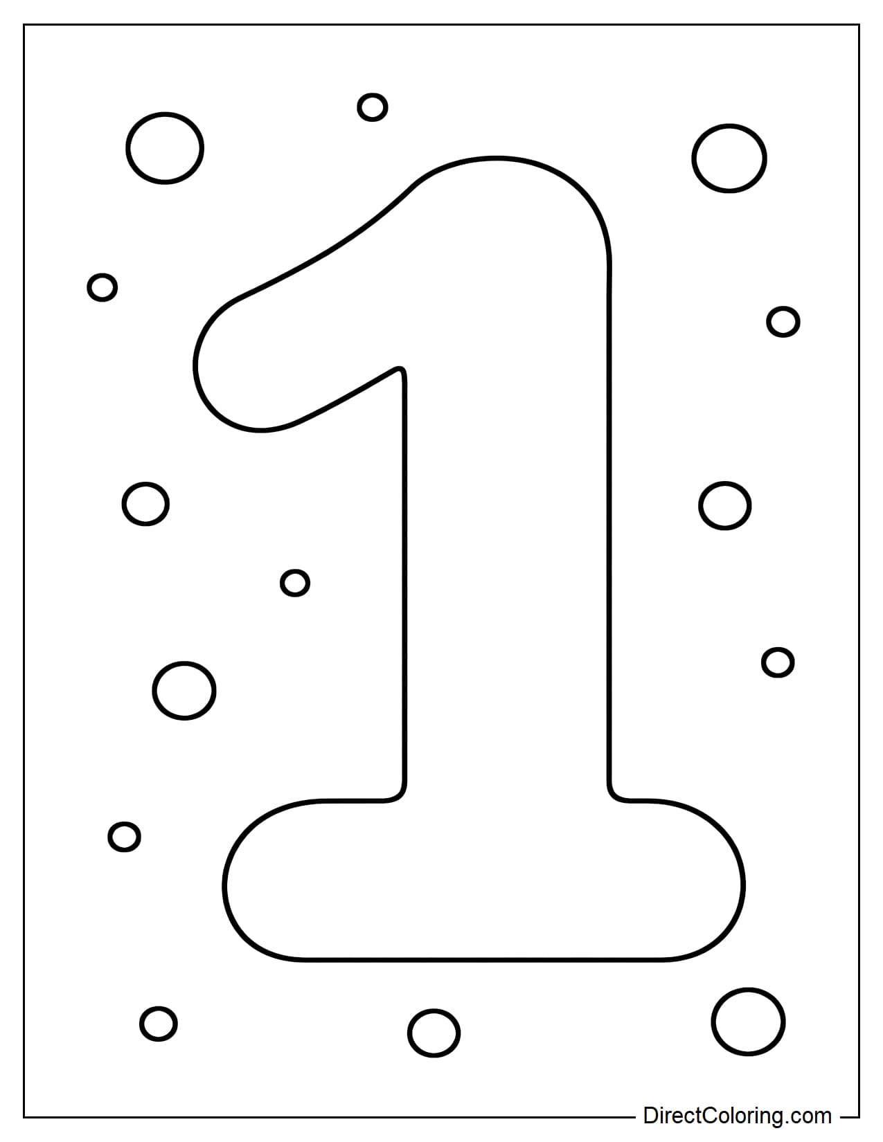A large, simple number 1 surrounded by a few small dots.
