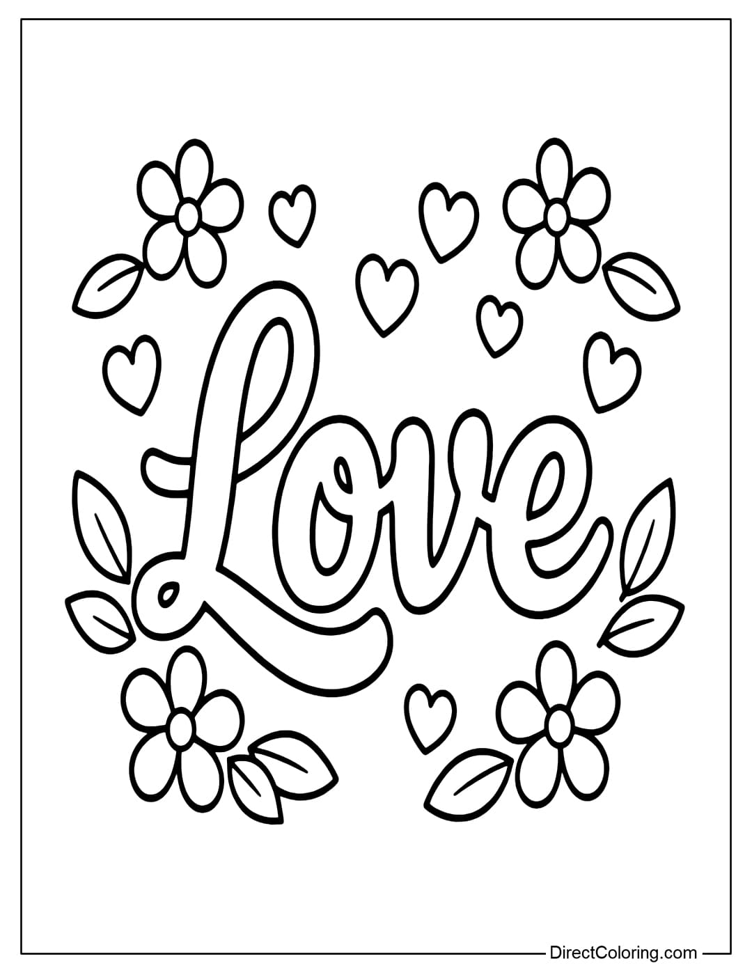 A coloring page for the words 
