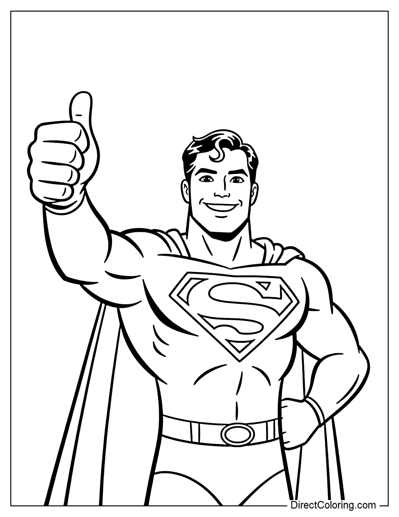 Superman's half-body giving a thumbs-up, showing joy and confidence, a friendly smiling expression.