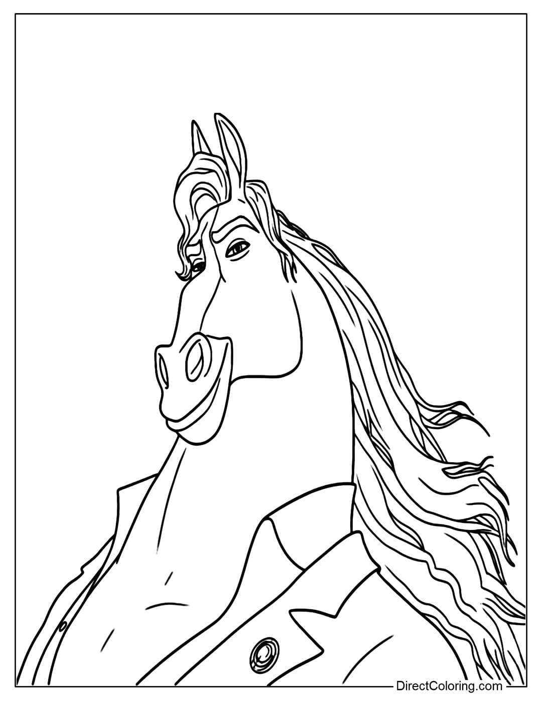 Coloring page of Mayor Brian Winddancer with an elegant profile and long, flowing mane.
