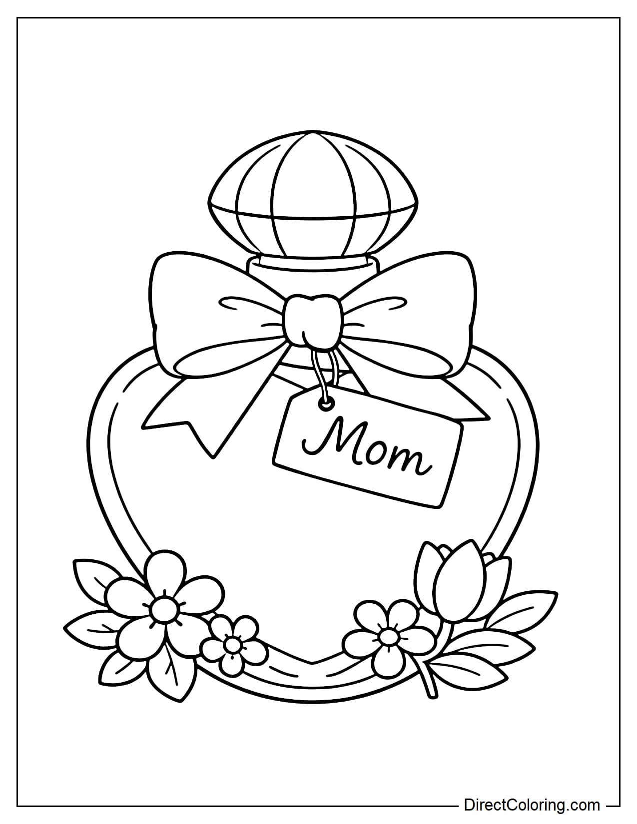 A cute perfume bottle with a bow on the neck and a small tag that says 