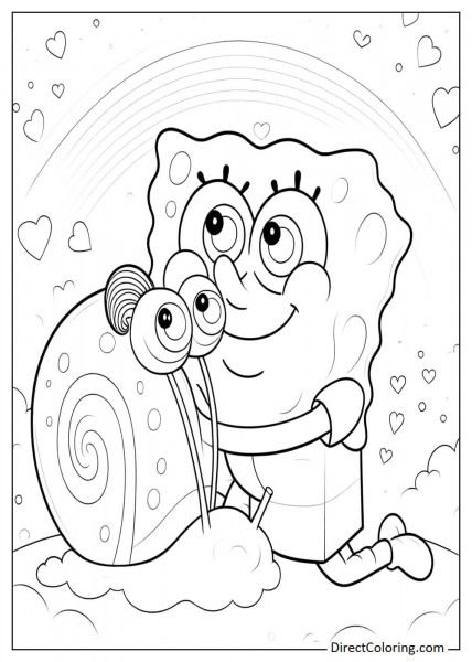SpongeBob and Gary with rainbow colors