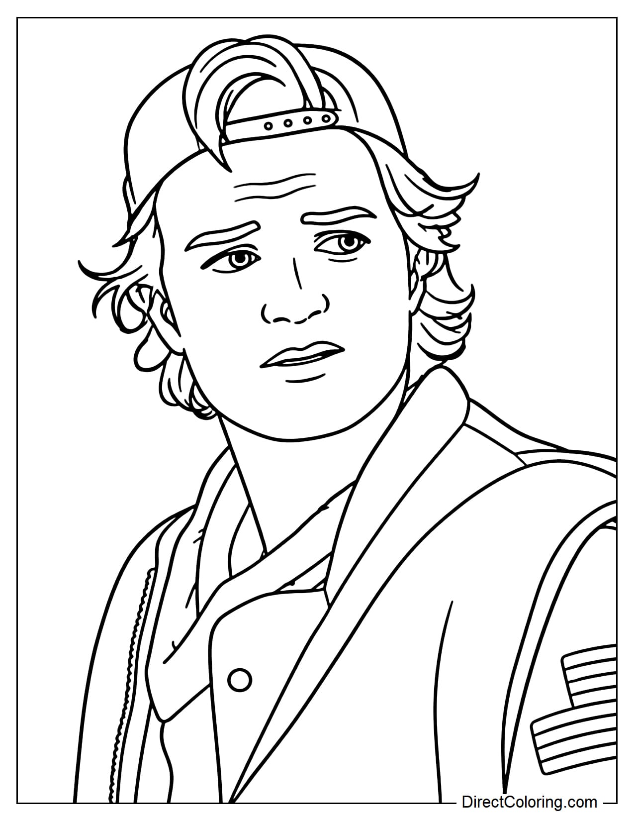 Steve Harrington wears a backward cap and jacket, looking alert and slightly concerned in Stranger Things.