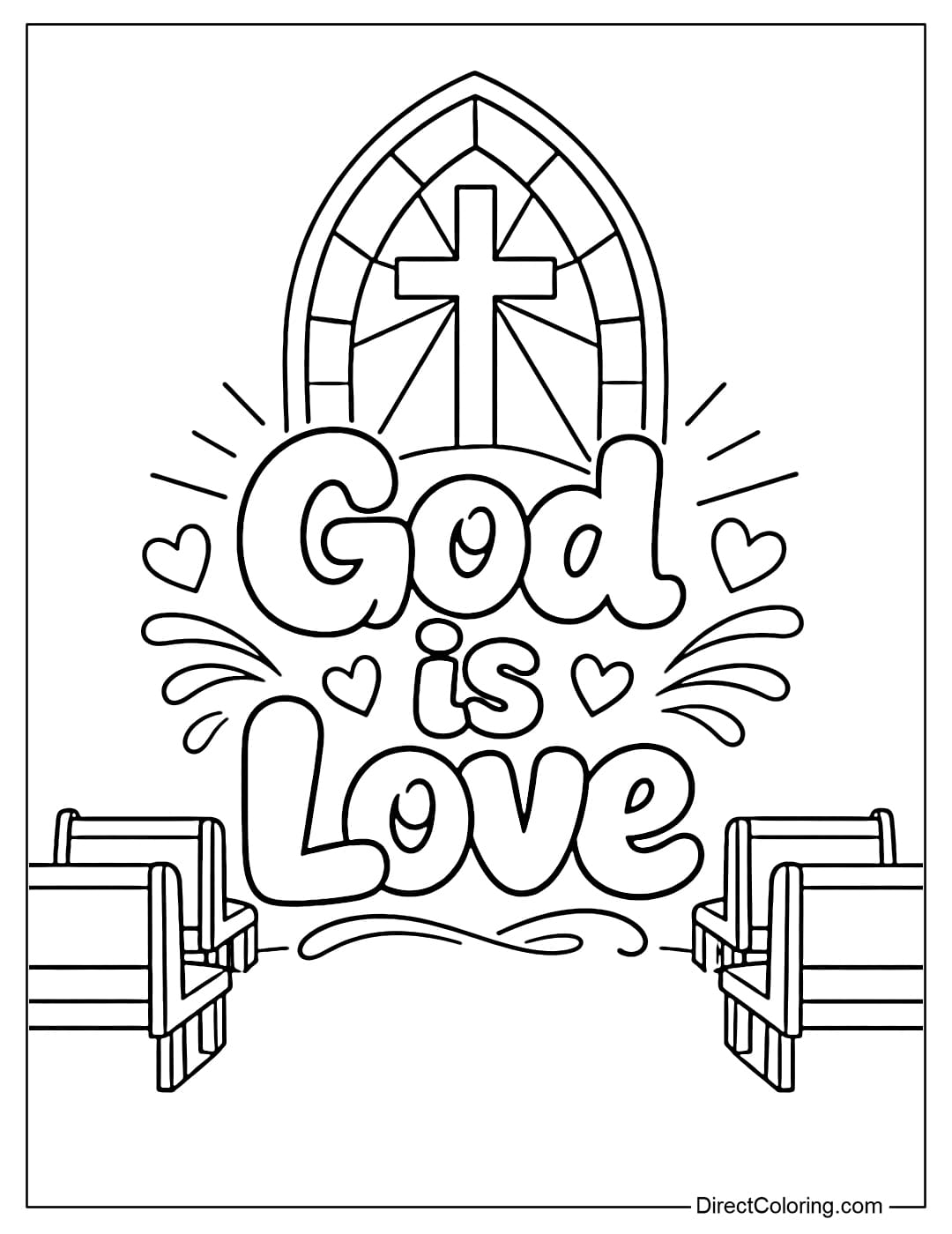 Coloring page for the words 