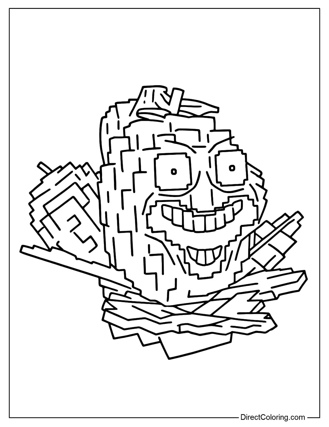 Troll Mango coloring page in Plants vs Brainrots Roblox game.