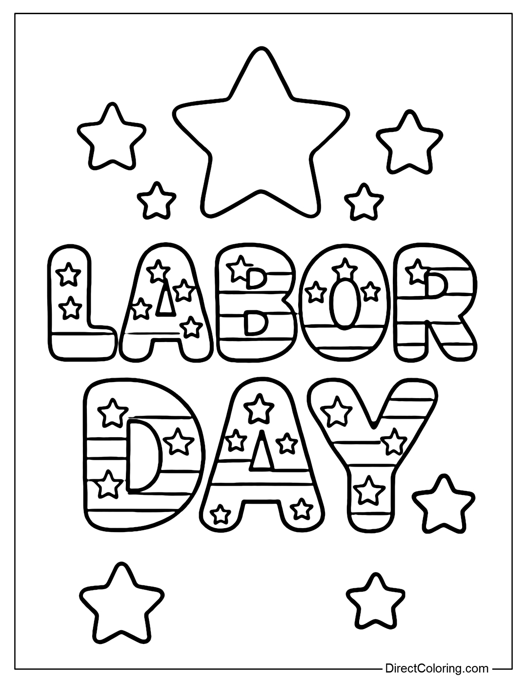 A coloring page with the big, chunky letters 