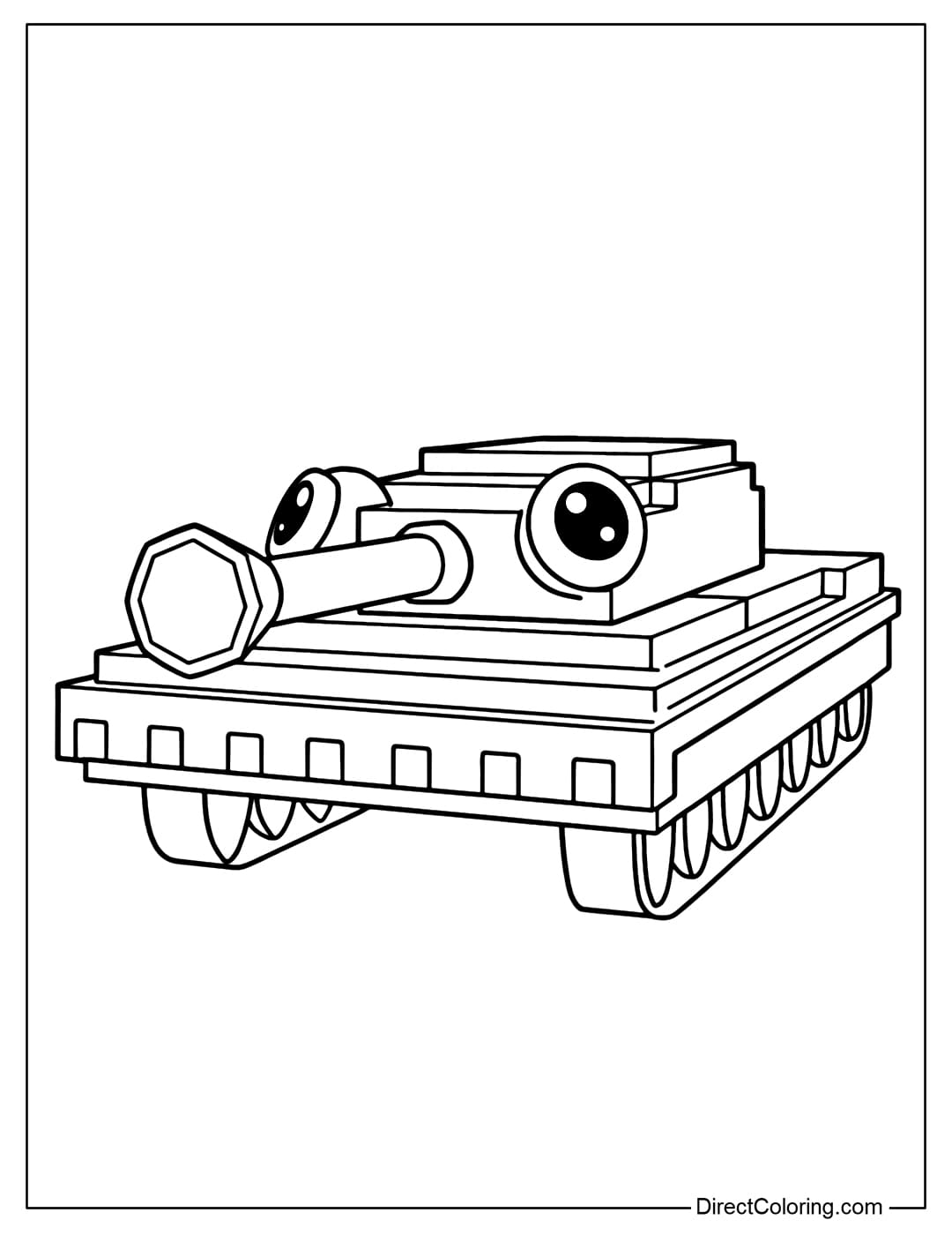 Cocotank coloring page in Plants vs Brainrots Roblox game.