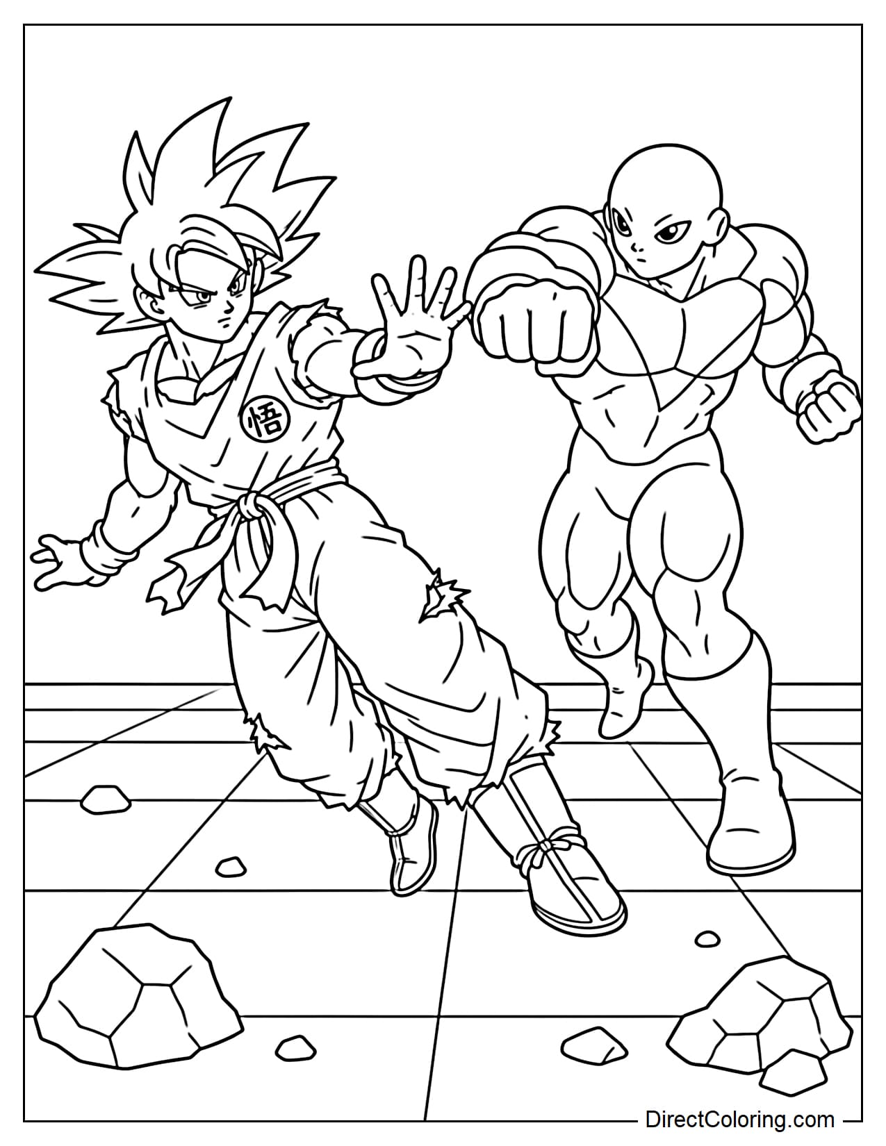 Ultra Instinct Goku is fighting Jiren in Dragon Ball Super.