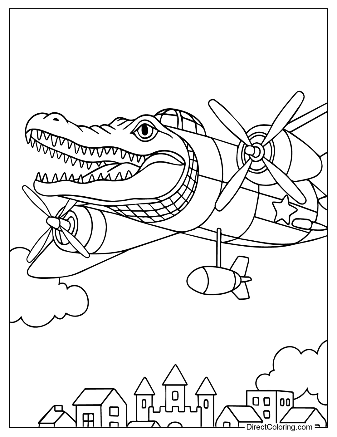 Bombardiro Crocodilo Coloring To Print