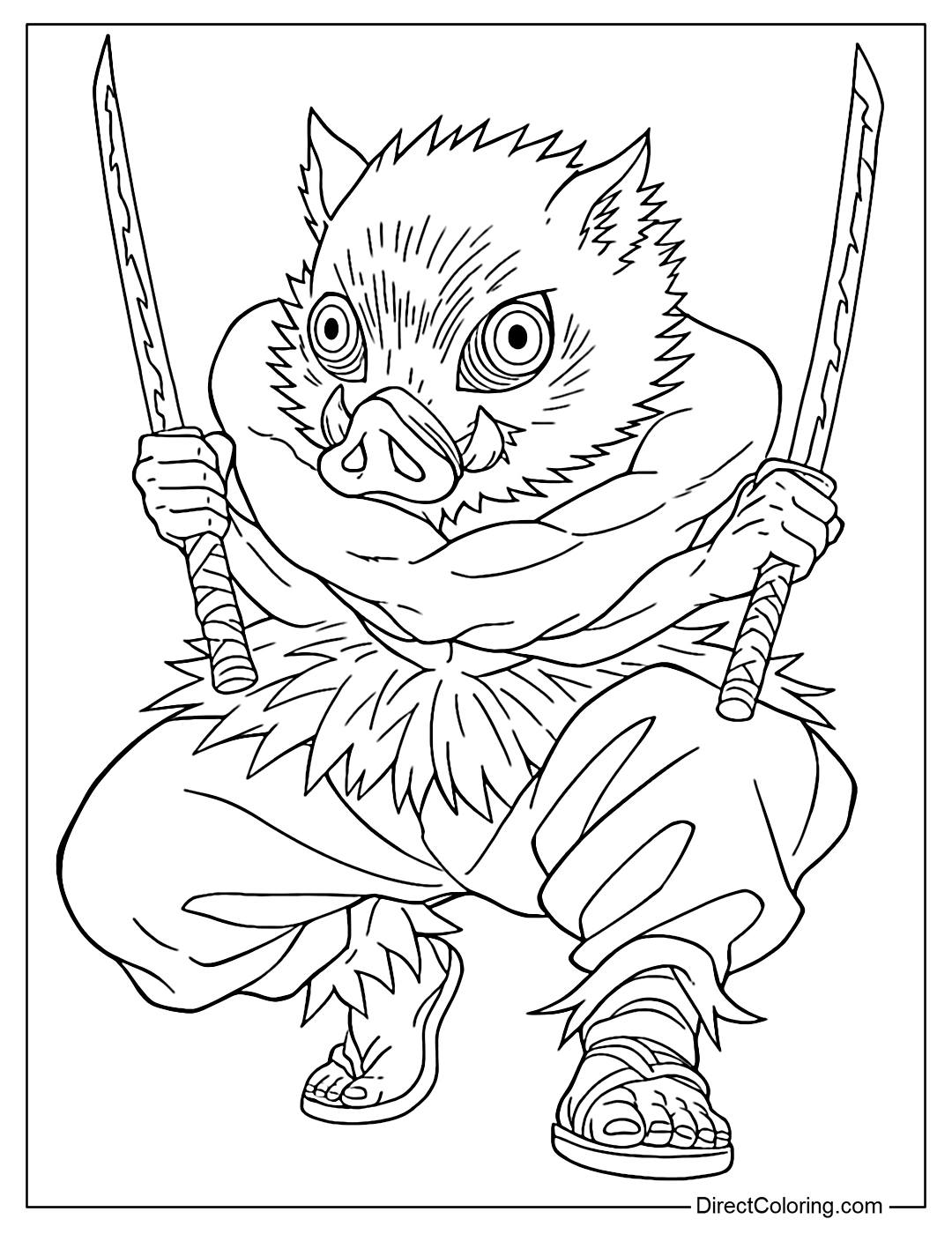 Inosuke Demon Slayer Infinity Castle Coloring Page
