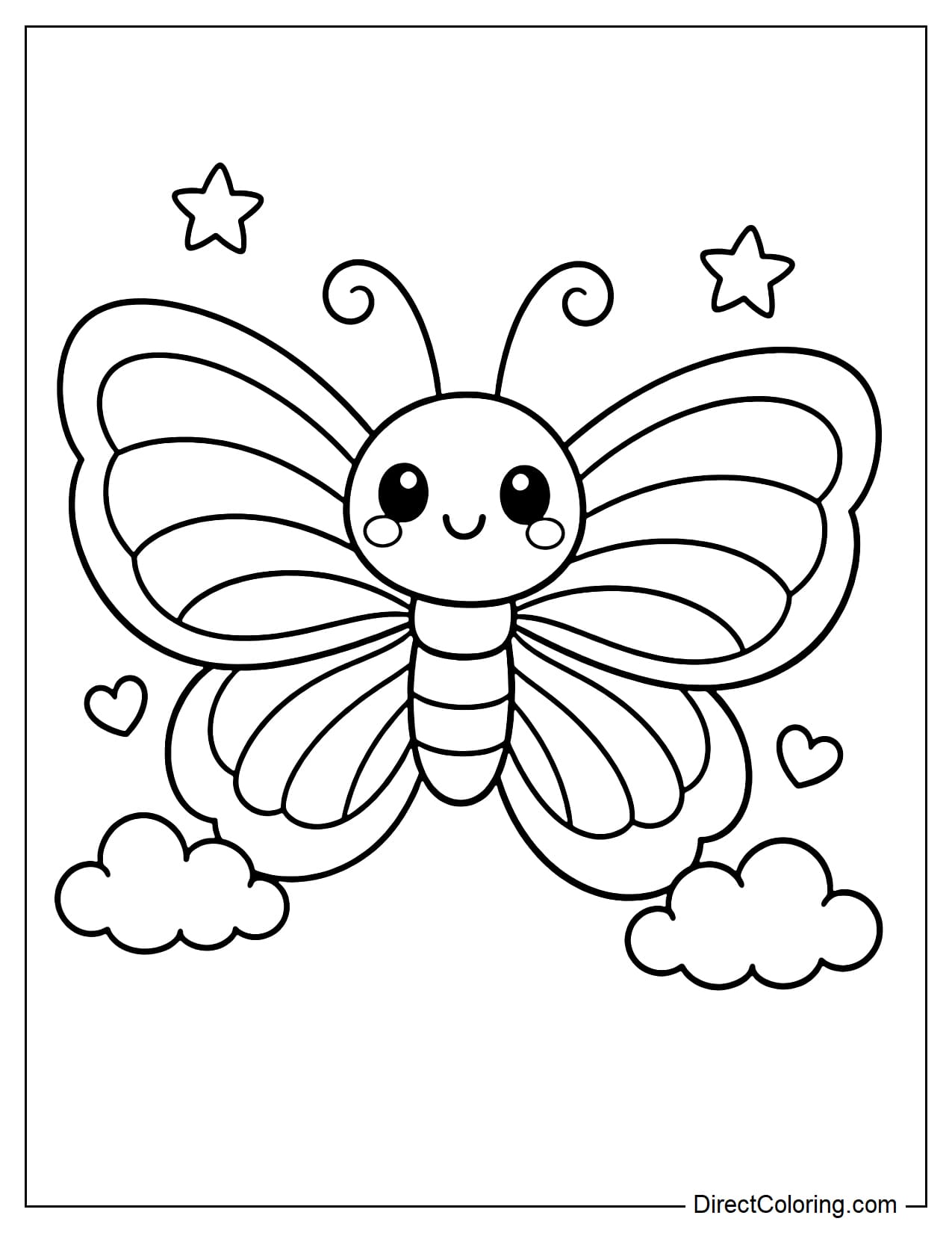 A butterfly with simple rainbow wing patterns.