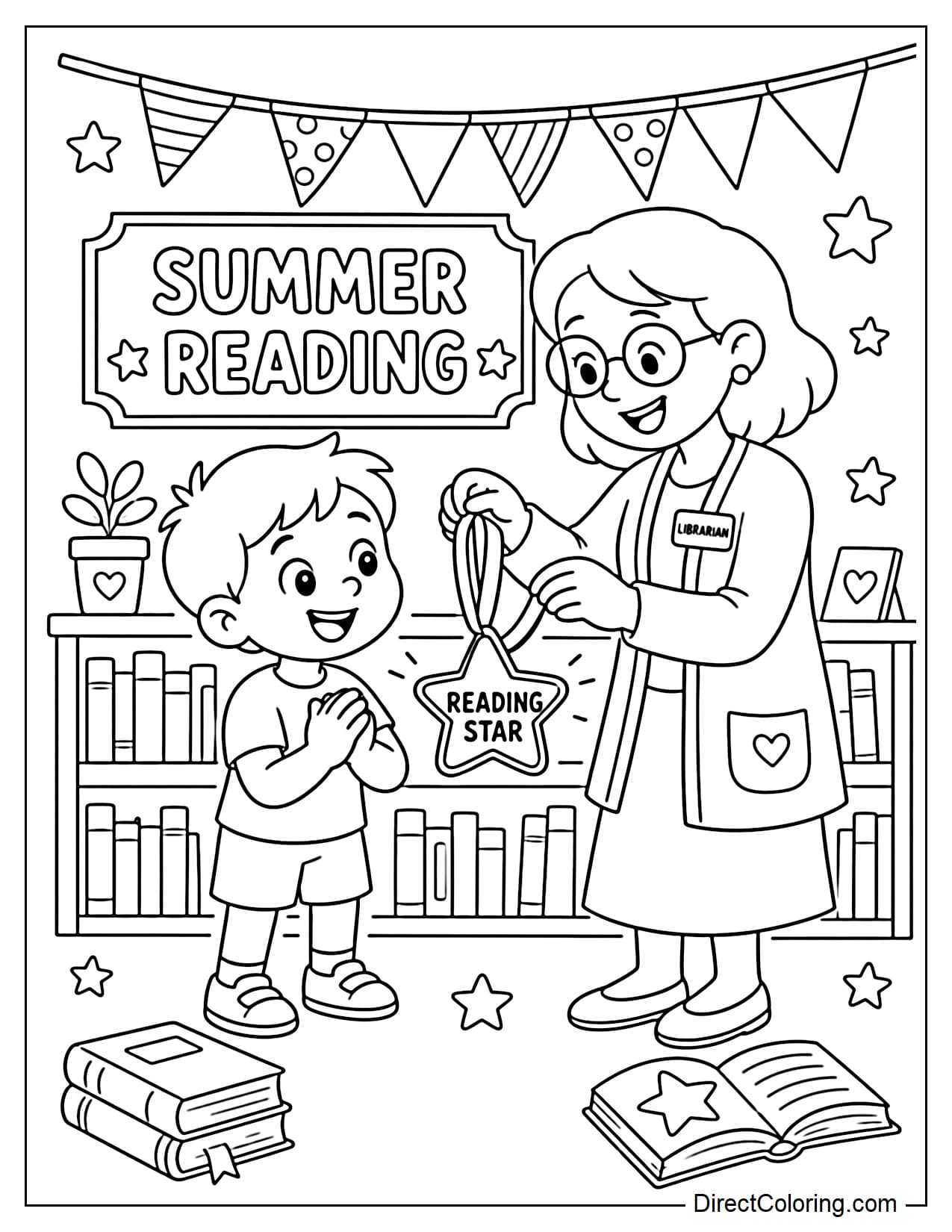 A child happily receives a star-shaped medal with the words 