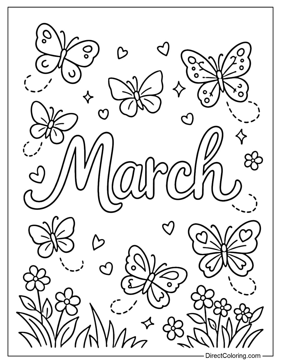 A coloring page of the word 
