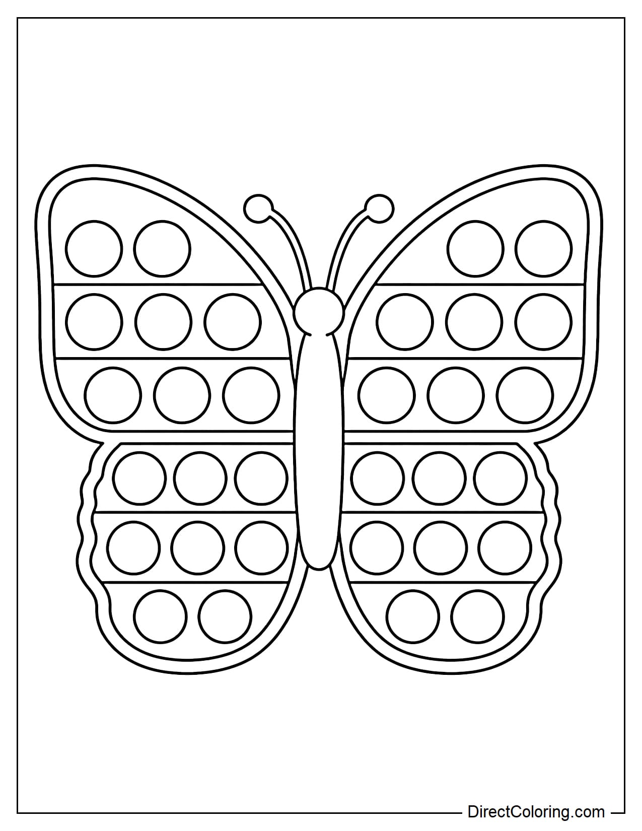 A butterfly-shaped pop-up with two large, symmetrical wings, with round bubbles evenly distributed on each wing.