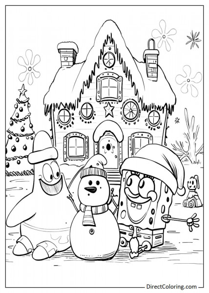 SpongeBob and Patrick celebrating Christmas