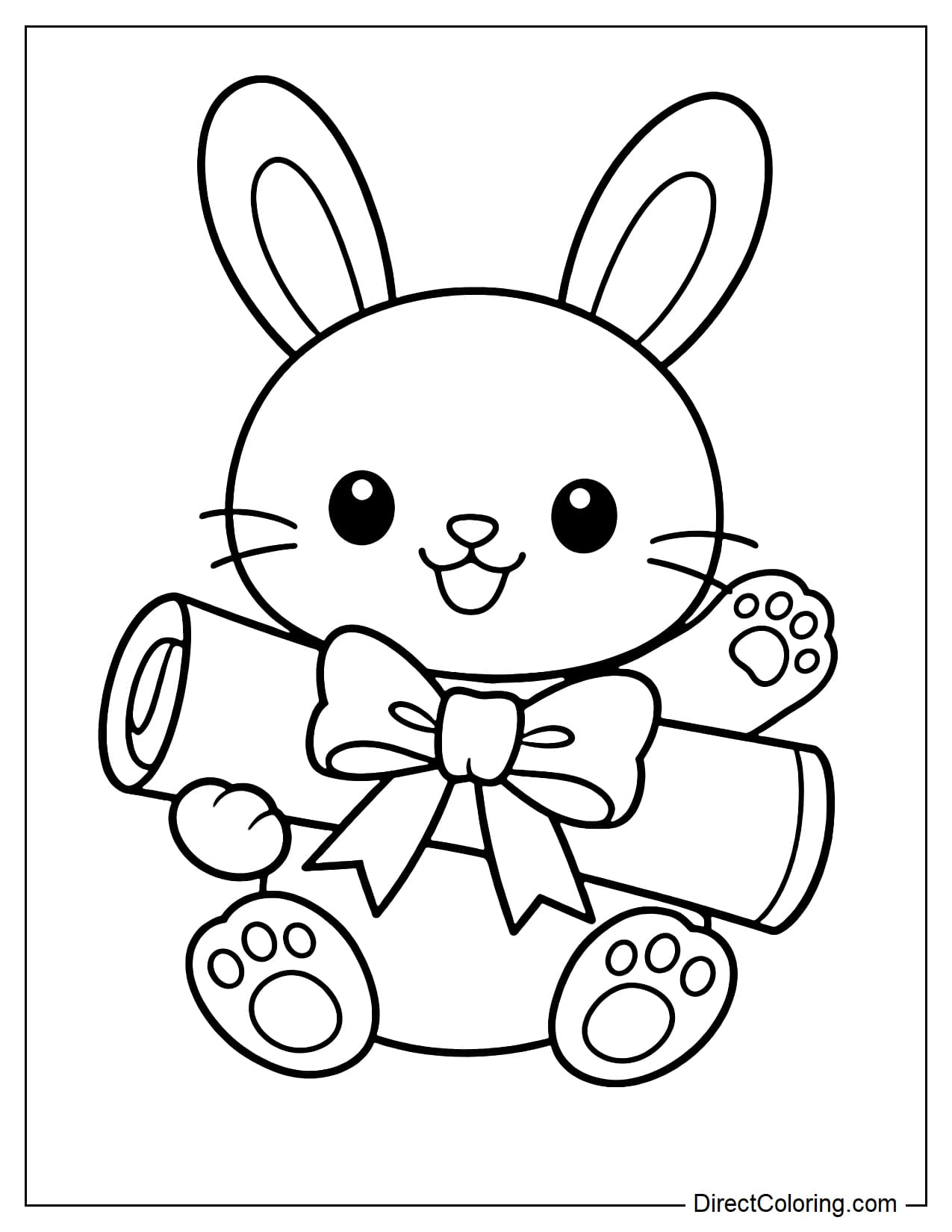 A cute bunny holding a large graduation certificate, striking a friendly pose.
