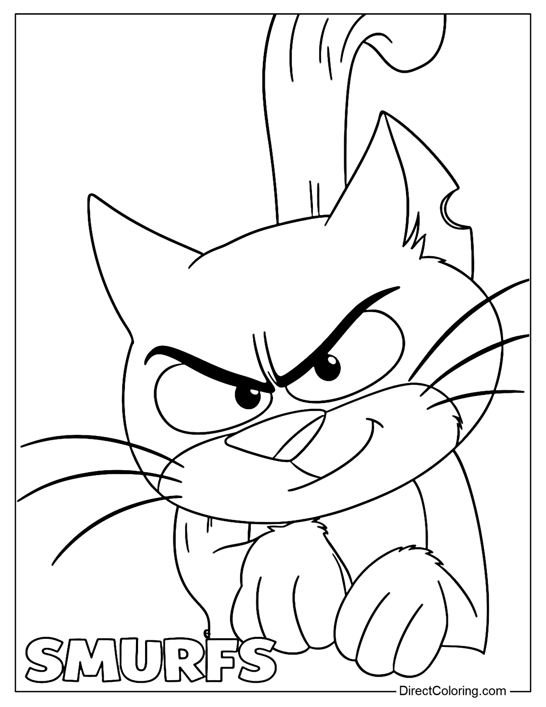 Azrael from Smurfs Movie Coloring Page