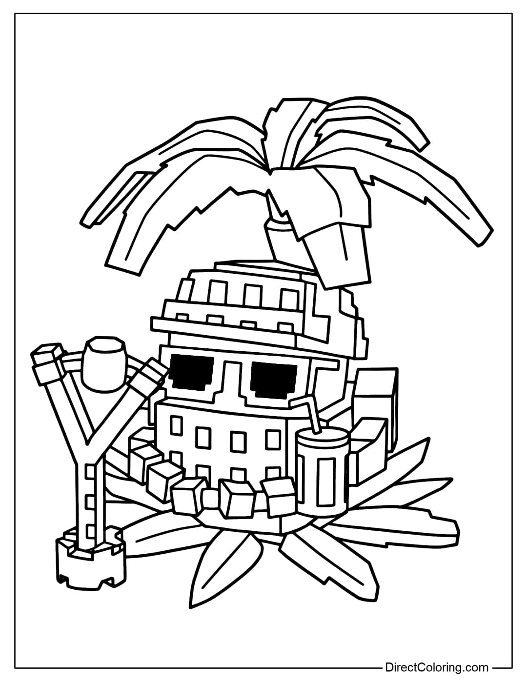 Tropic Sparino coloring page in Plants vs Brainrots Roblox game.