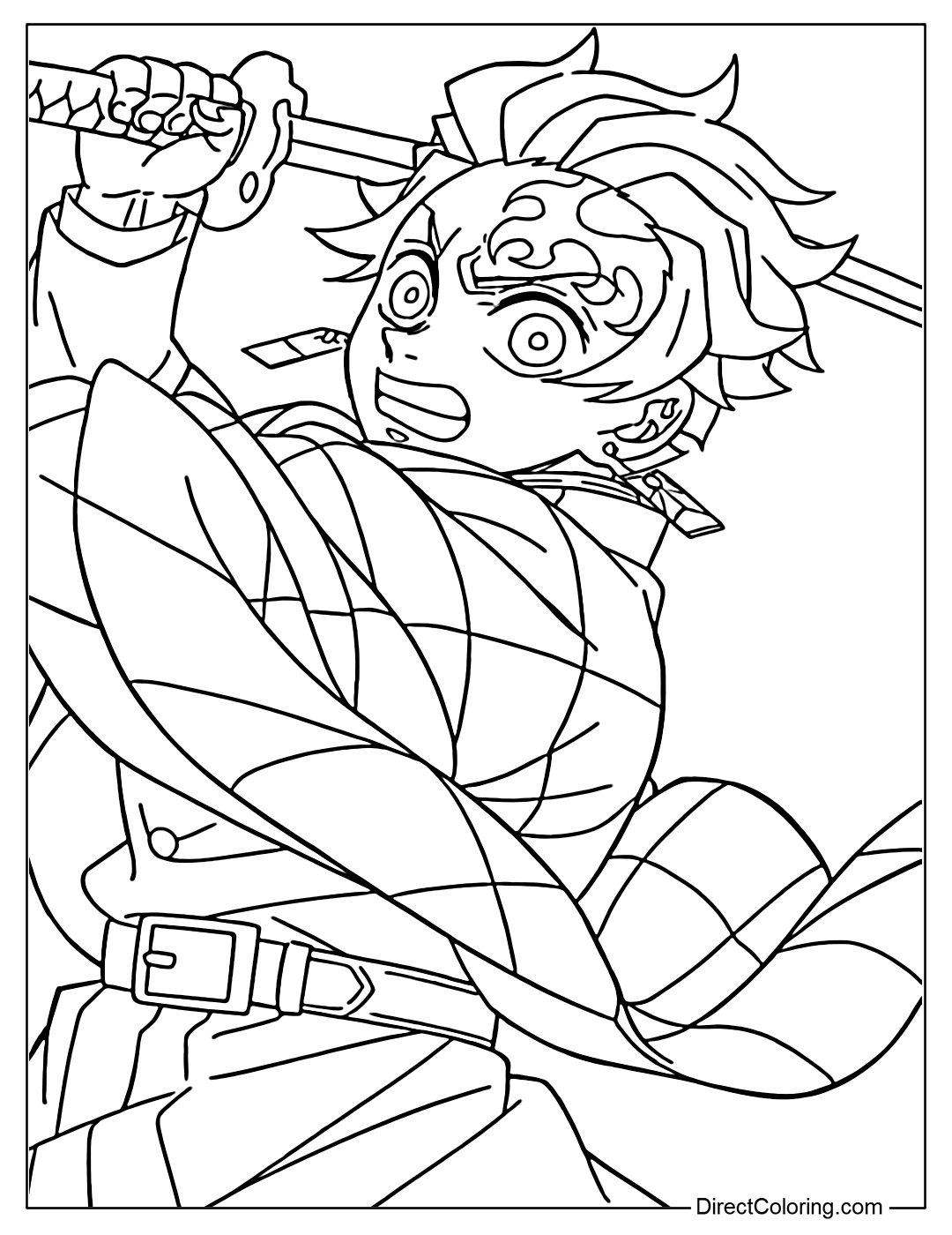 Tanjiro Demon Slayer Infinity Castle Coloring Page