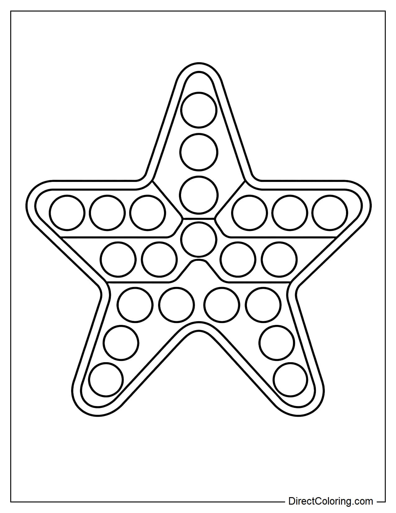 A star-shaped pop it with round bubbles neatly placed within each petal.