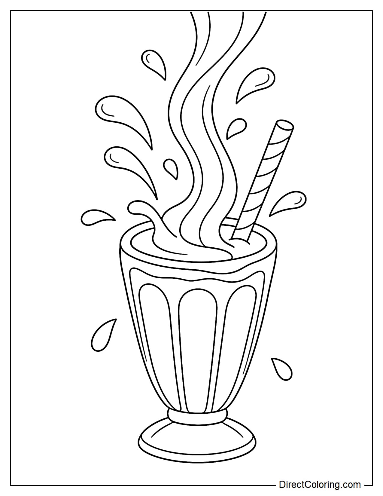 A milkshake being poured from above, the liquid forming large curves.