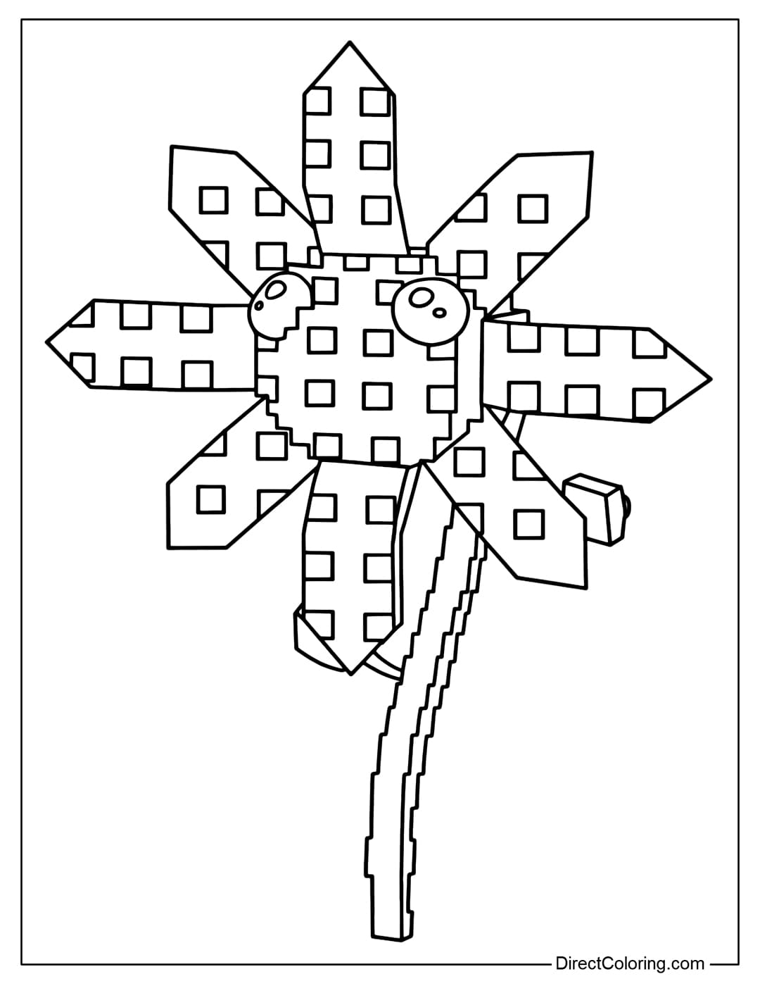 Sunflower Coloring Page in Plants vs Brainrots Roblox Game.