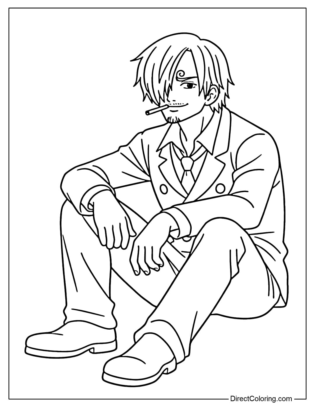Vinsmoke Sanji is sitting thoughtfully on the ground.