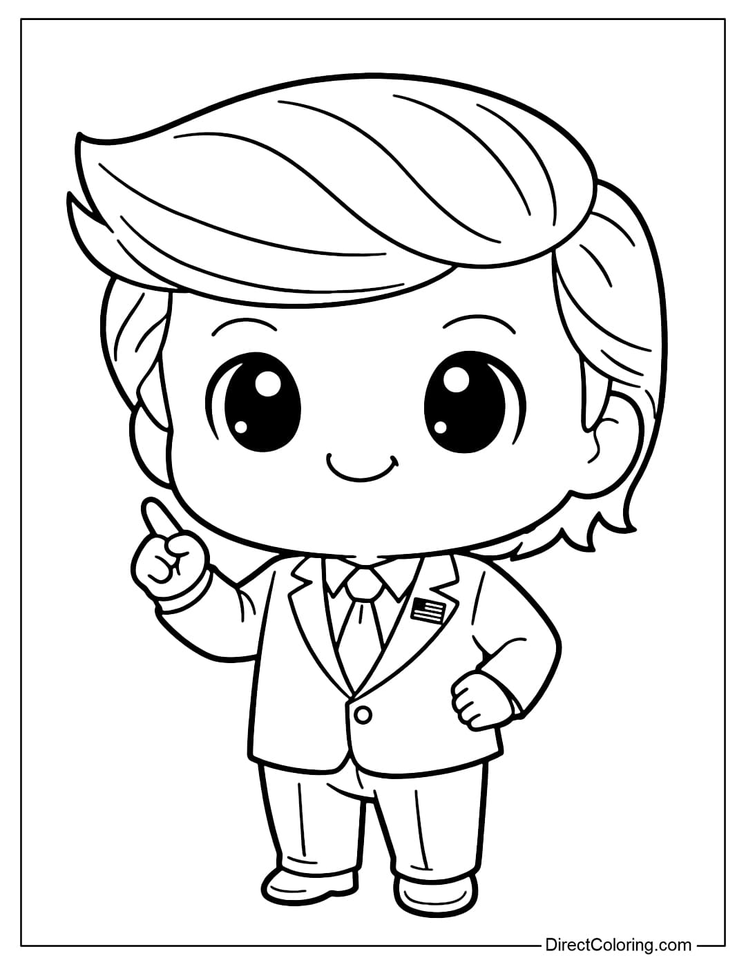 Cute Donald Trump coloring pages for children.