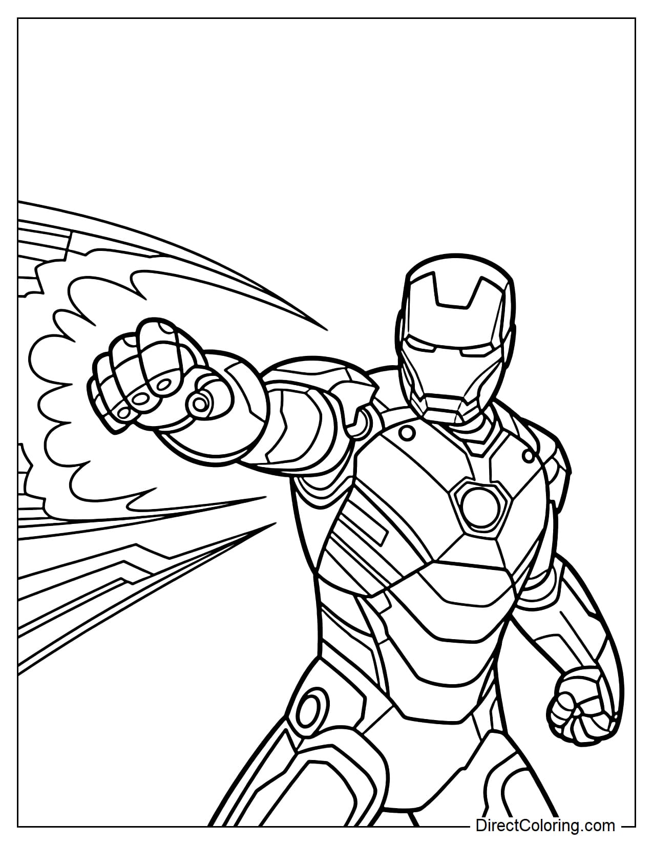 Iron Man throwing a punch forward, one arm extended, the other bent.