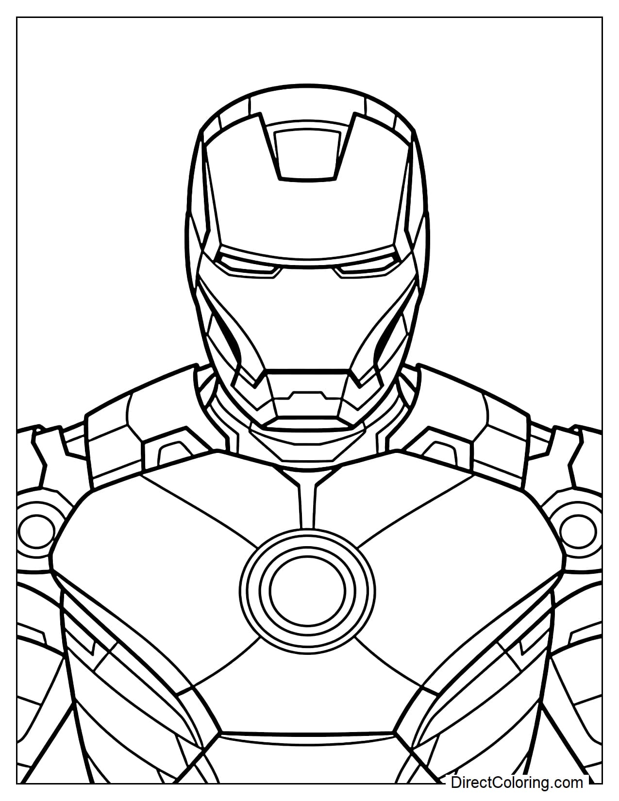 Image of Iron Man's upper body with an arc reactor in the middle of his chest.
