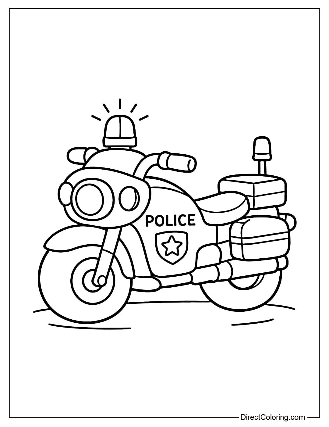 A simple coloring page of a police motorcycle.
