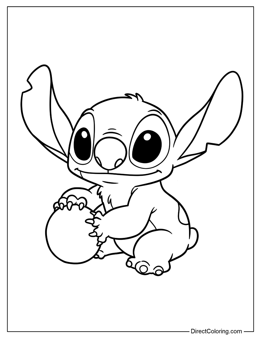 Stitch Holding a Ball Coloring Page