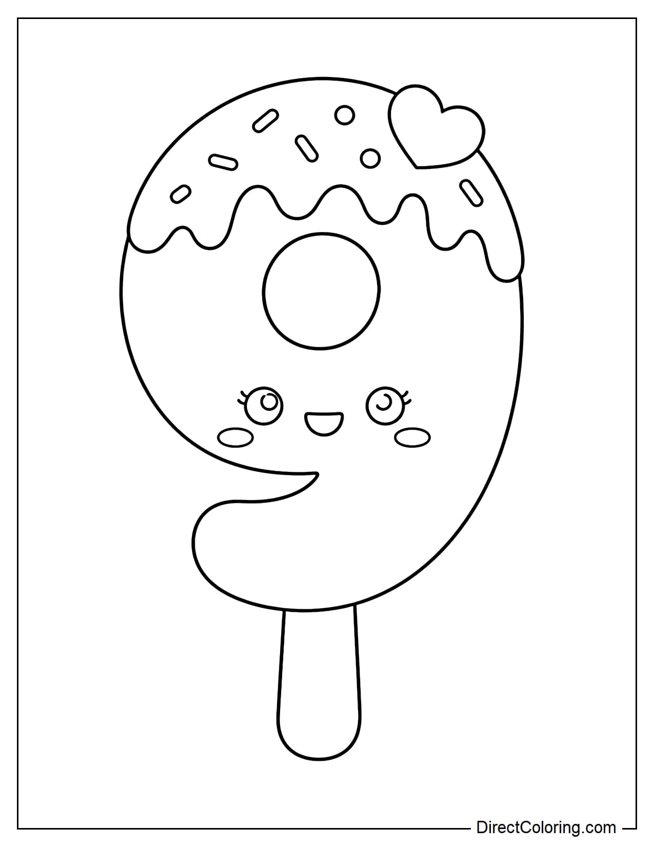 The number 9 is designed like a large popsicle with a round body and a simple stick handle.