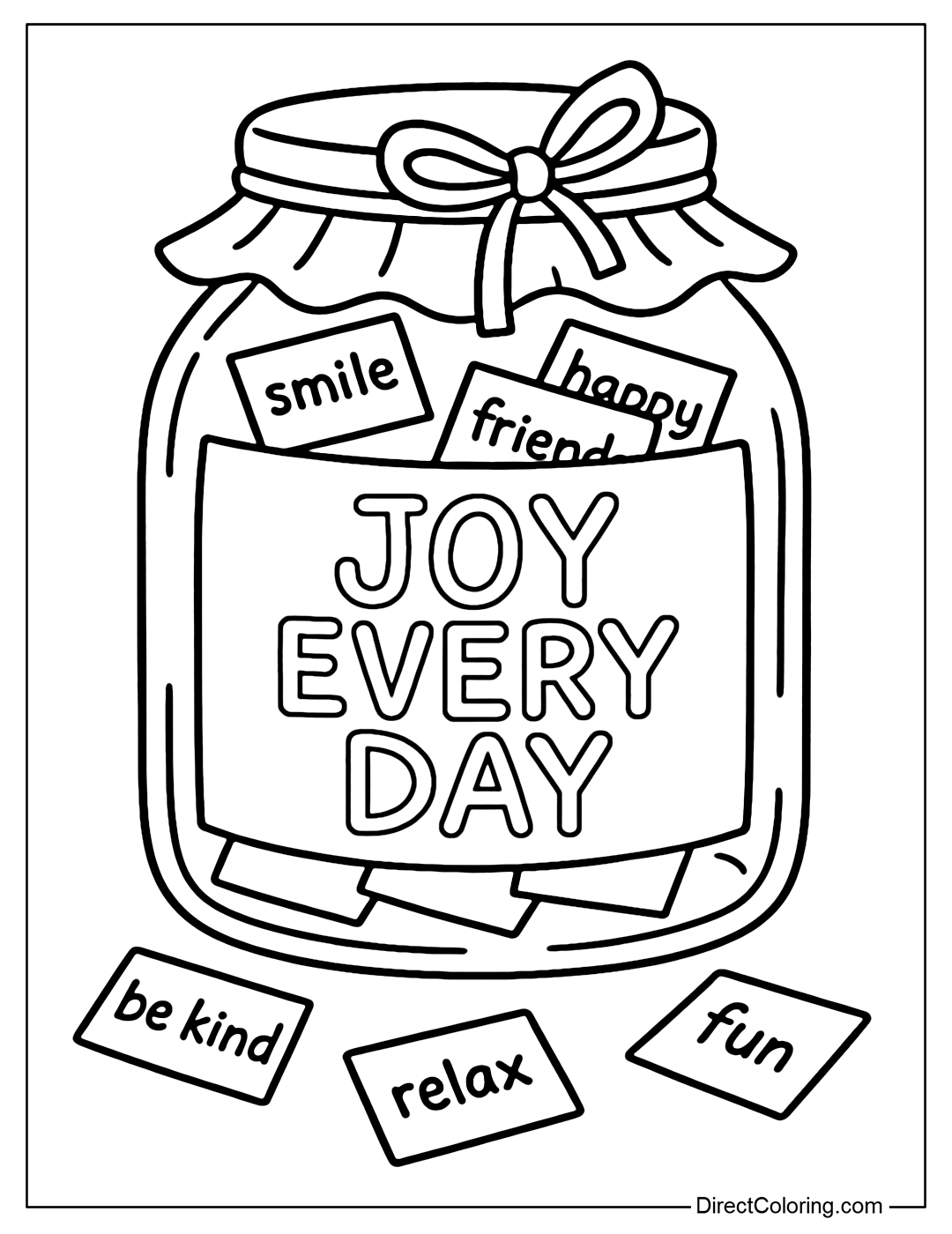 A coloring page of a jar of 
