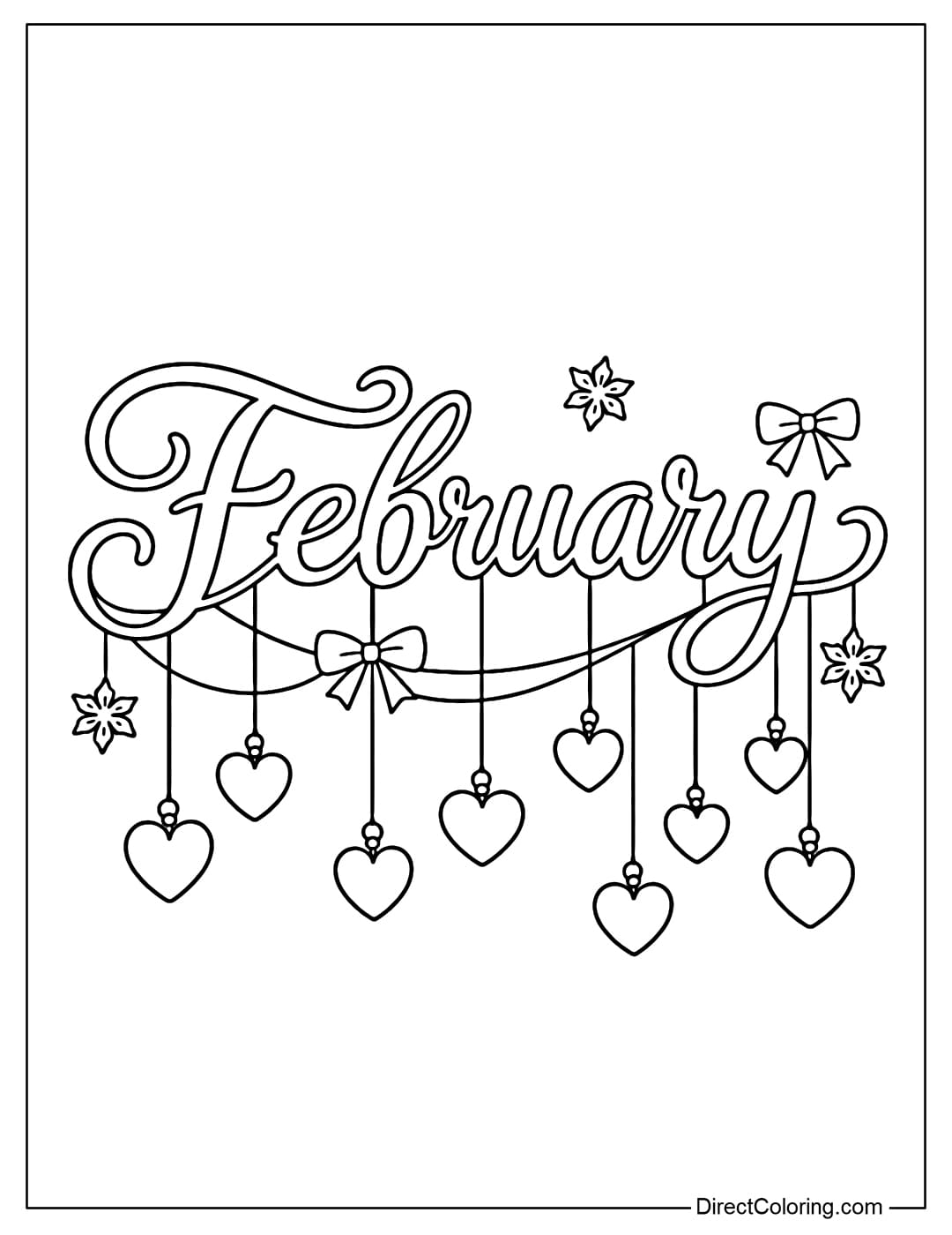 A coloring page featuring the word 