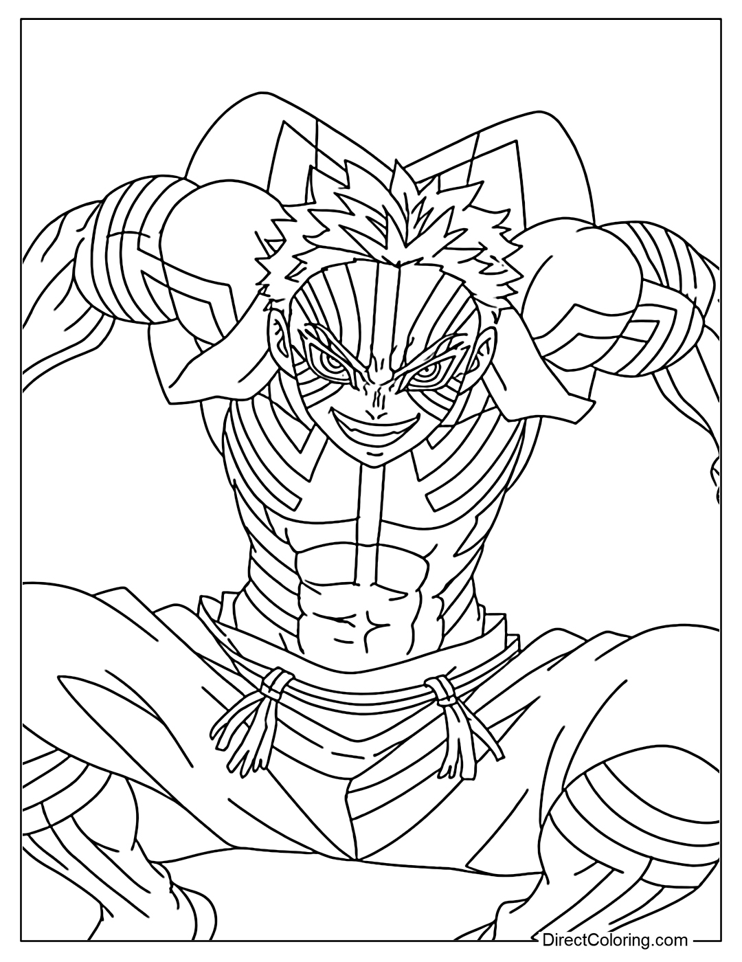 Akaza Coloring Page Demon Slayer Infinity Castle
