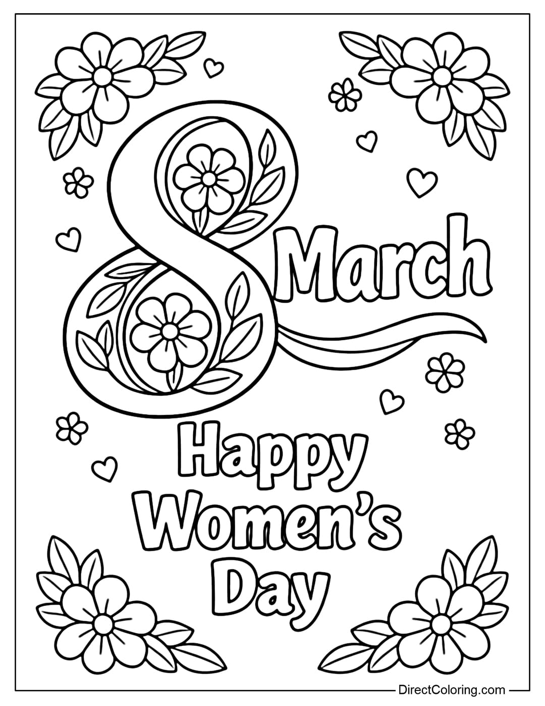 A coloring page with the words 