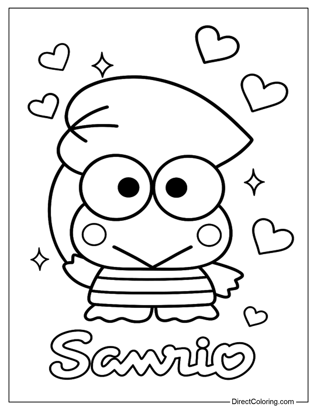Sweet Keroppi Sanrio Coloring Page