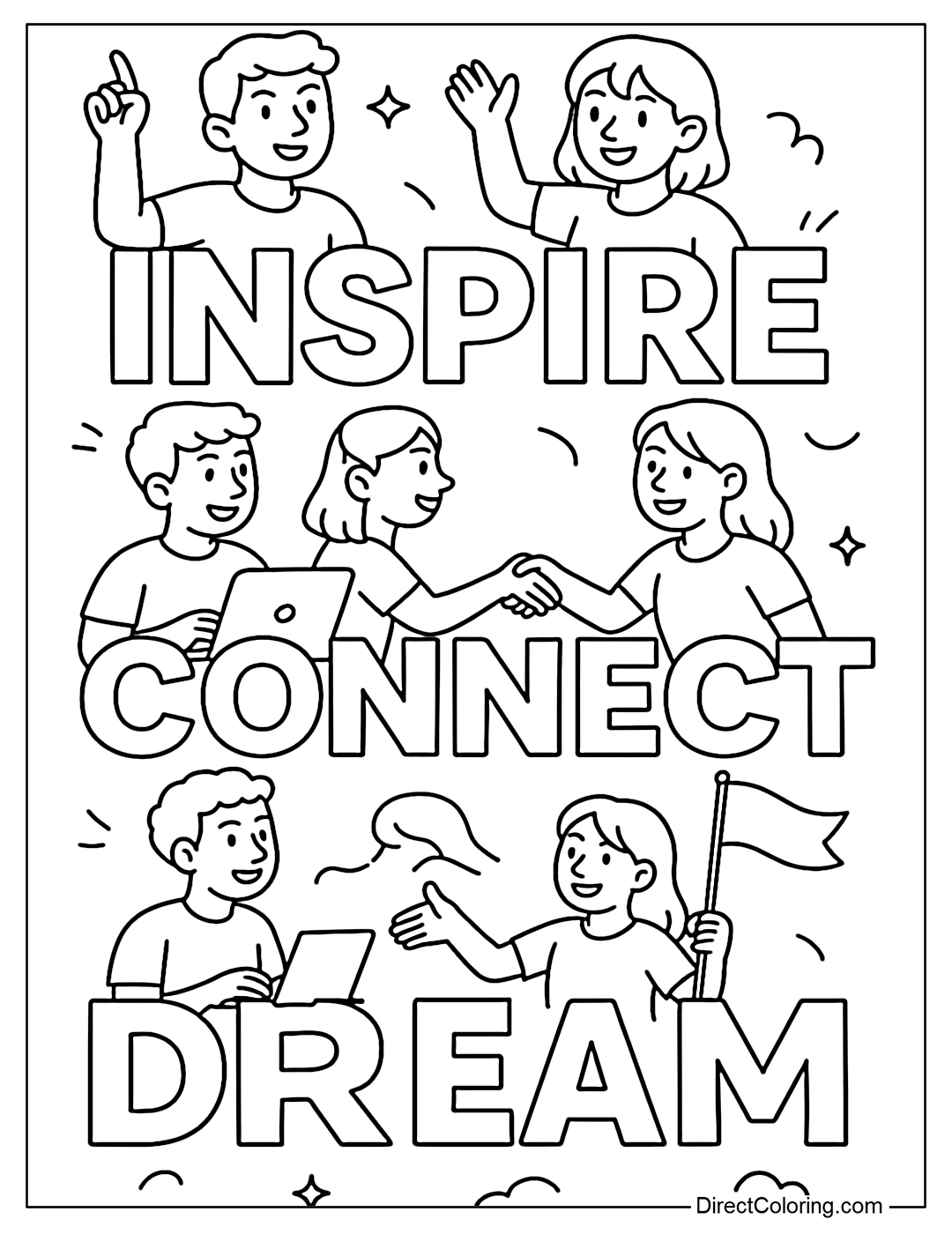 Coloring page of big keywords like 