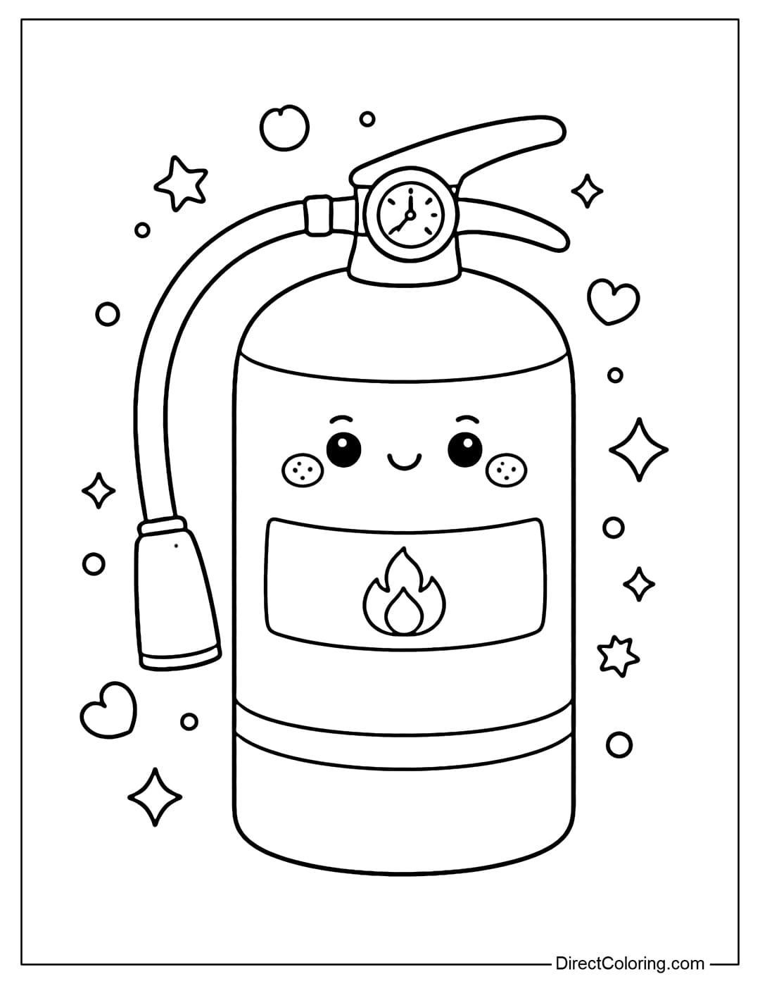Coloring page of a simple fire extinguisher placed separately.