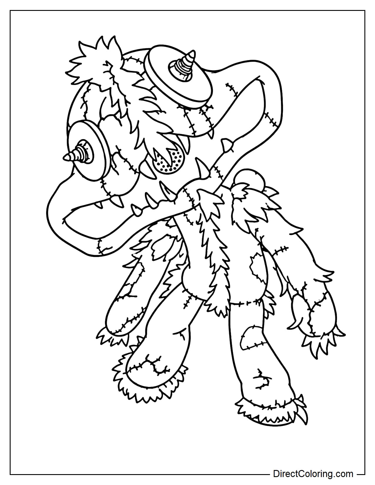 Outimals in Poppy Playtime have bodies patched together by hand stitching, eyes replaced by sharp metal discs, jagged teeth, and shaggy fur.