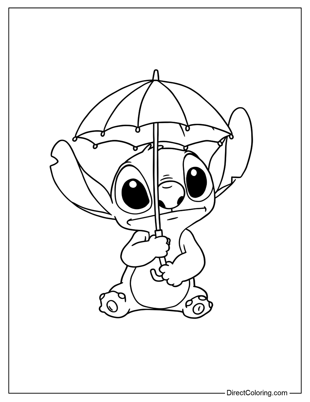 Stitch Holding un Umbrella Coloring Page