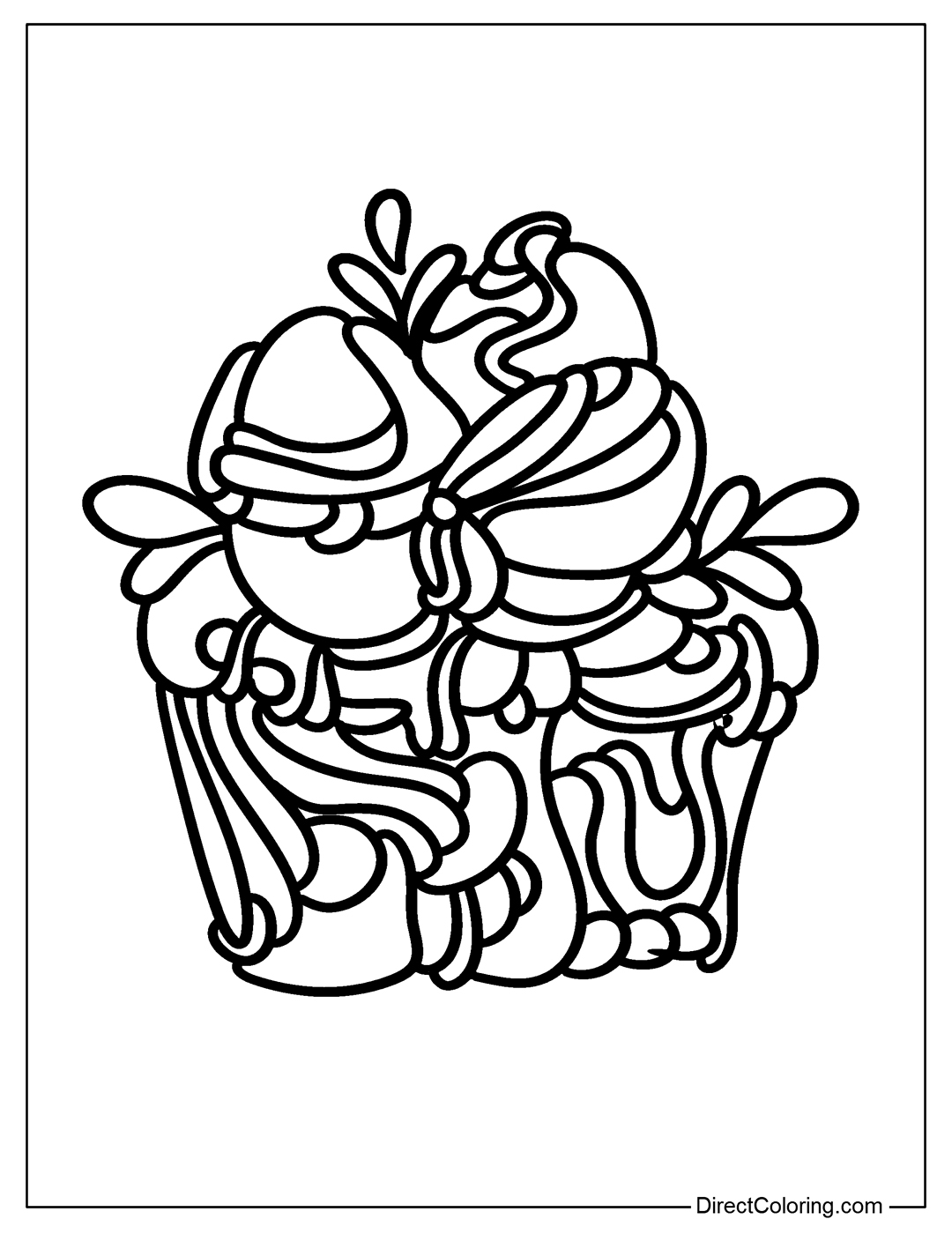 Unique Cupcake Coloring Page