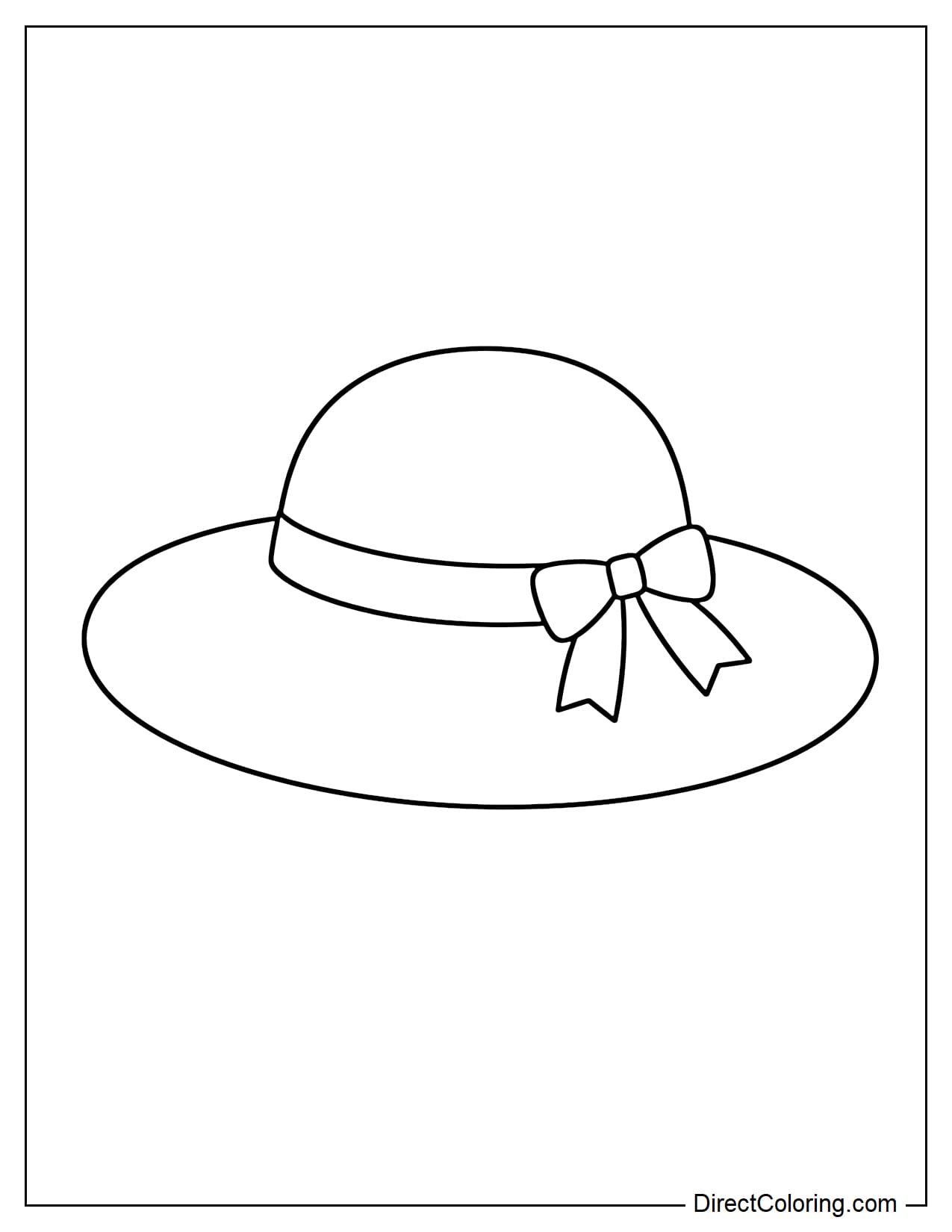 A large, wide-brimmed hat with a clearly defined round brim and a softly curved crown, adorned with a bow.