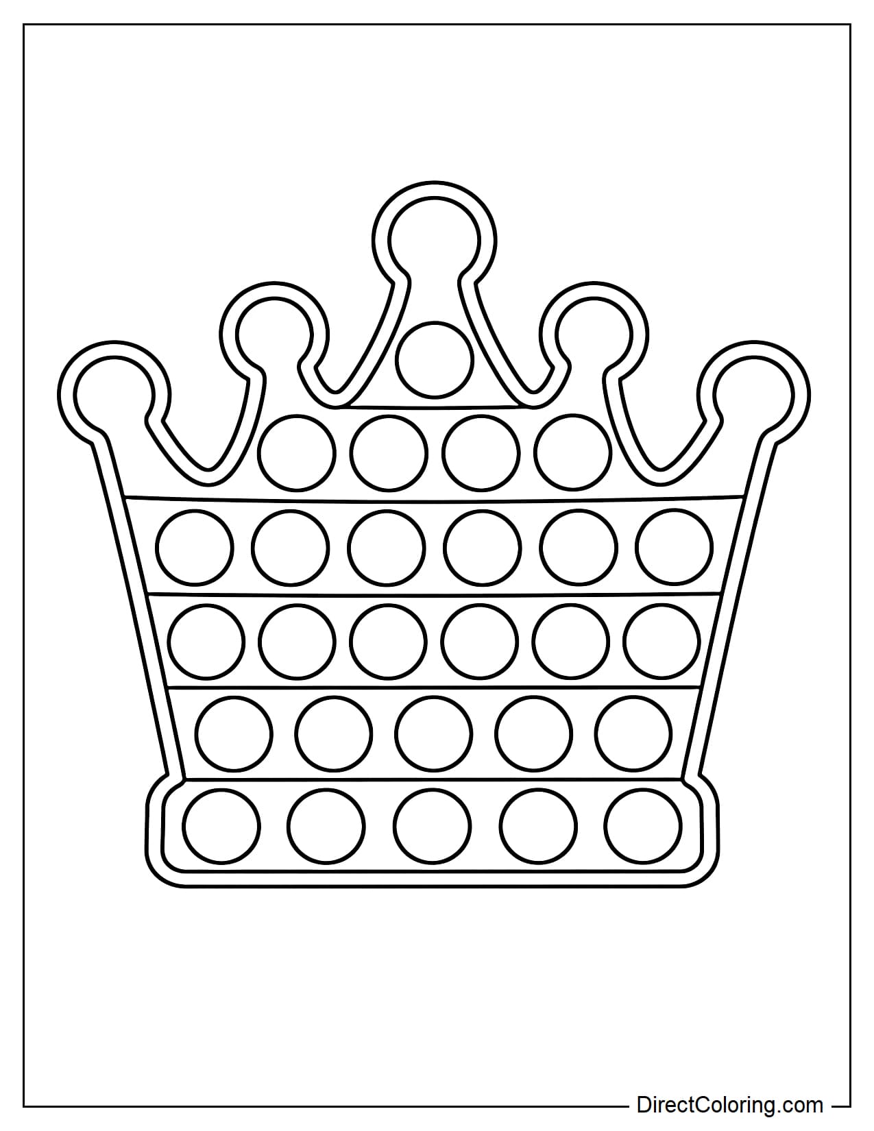 A crown-shaped pop-it with large, rounded peaks and round bubbles evenly distributed throughout the shape.