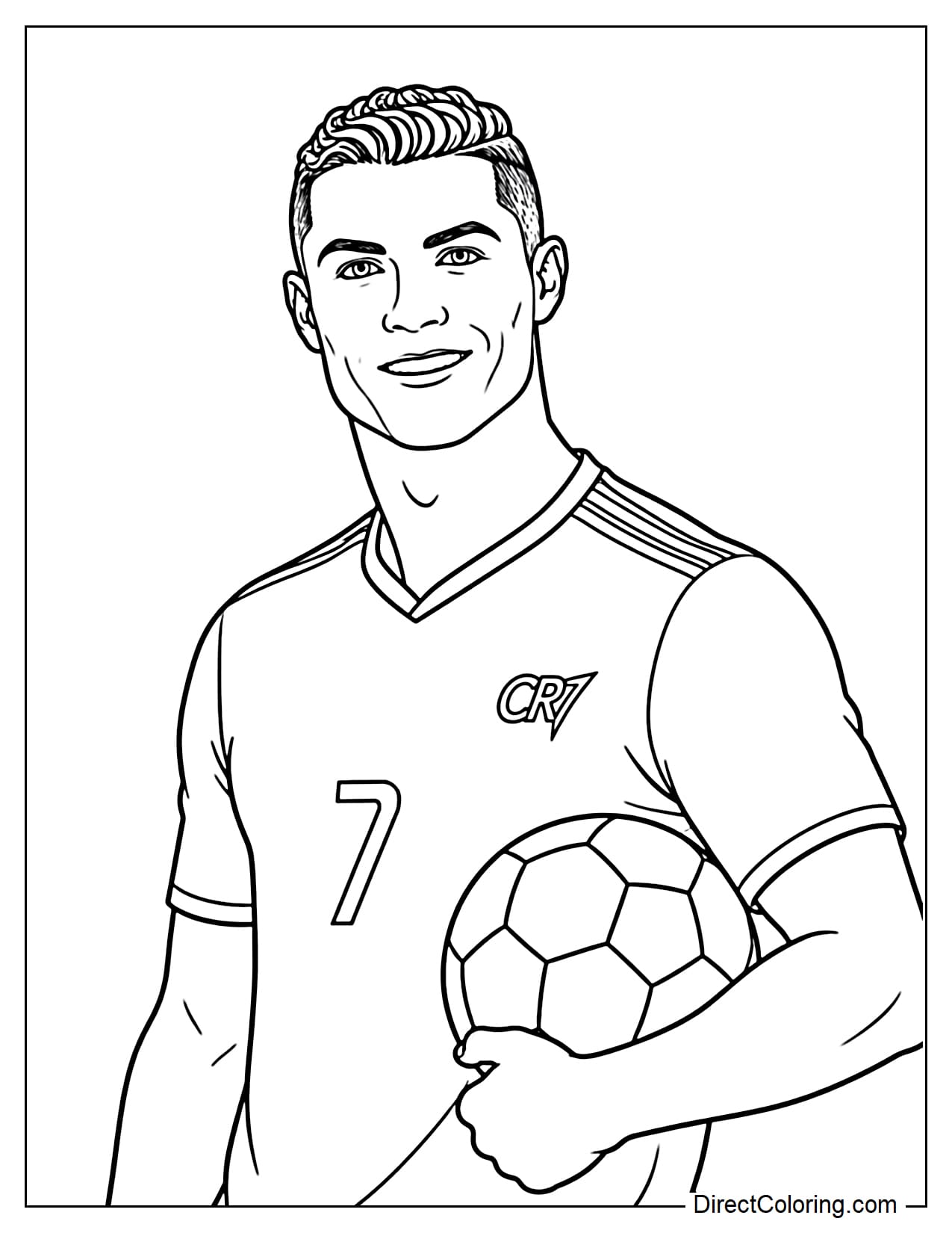 Cristiano Ronaldo is half-body, holding the ball under his arm, leaning slightly naturally, with a confident and relaxed expression.
