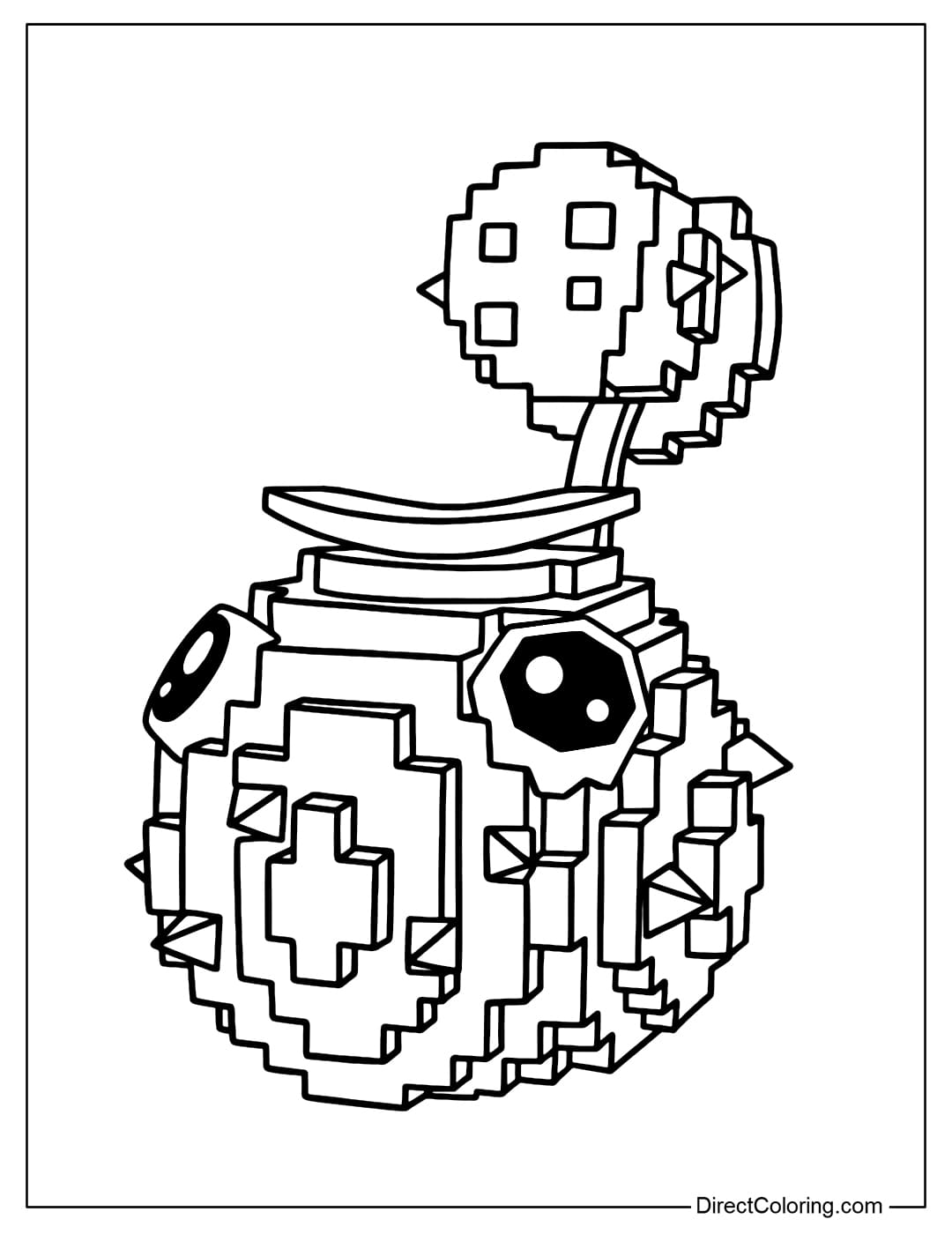 Cactus Coloring Page in Plants vs Brainrots Roblox Game.