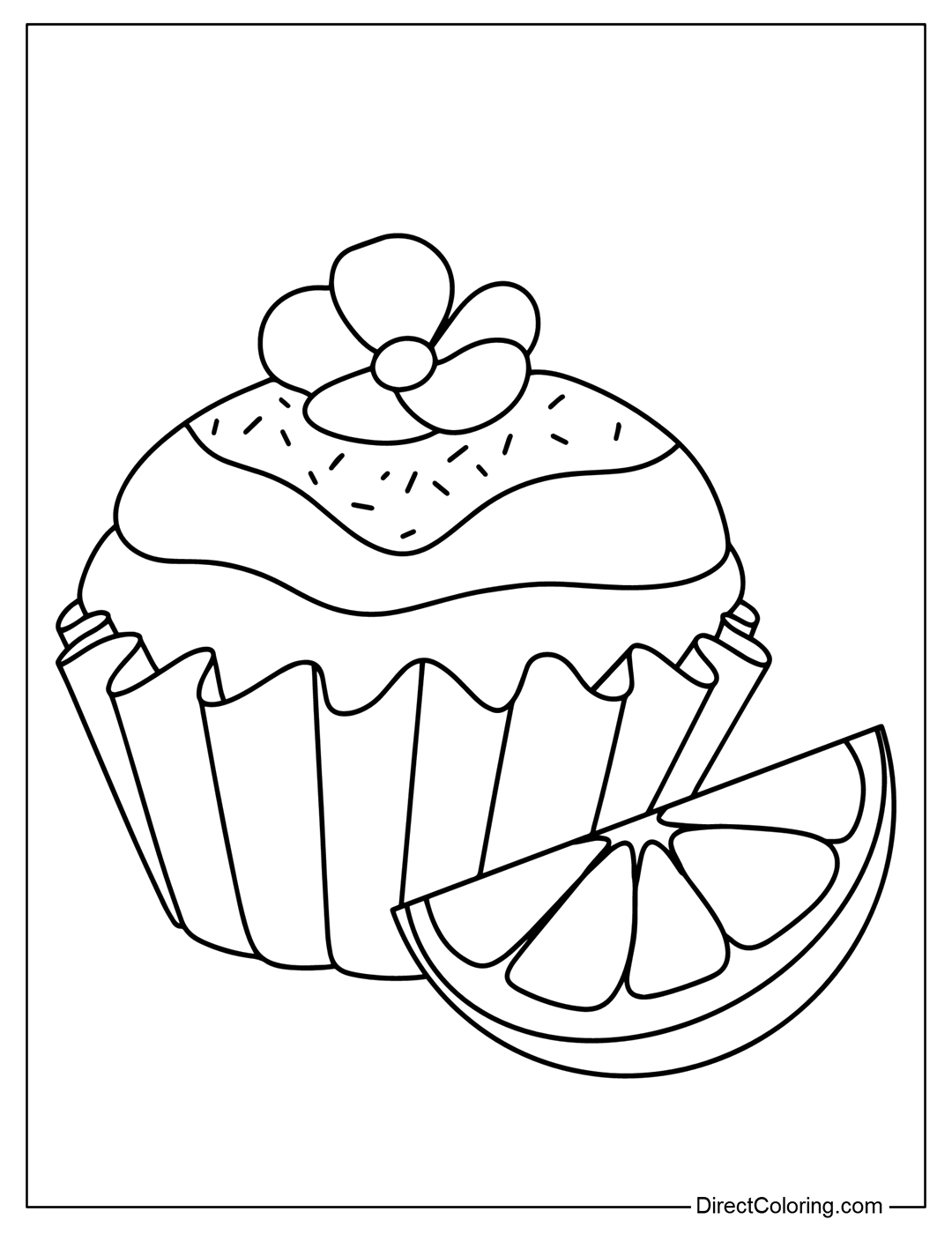 Cupcake with Orange Slices Color Page